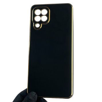 Чехол для Samsung Galaxy M22 4G (SM-M225F) с золотой окантовкой с защитой камеры на самсунг м22 чёрный 0008286 фото