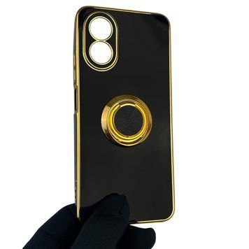 Чехол для OPPO A18 4G CPH2591 с кольцом-подставкой с золотой окантовкой на оппо а18 черный gs1 0020434 фото