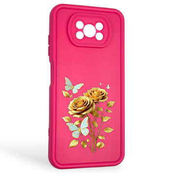 Чехол силиконовый Soft Touch с 3D принтом женским для Xiaomi Poco X3 малиновый (Полная защита камеры) 0042864 фото