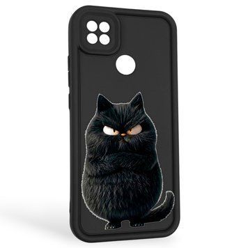 Чехол силиконовый оригинальный Soft Touch с 3D принтом злой котик для Xiaomi Redmi 10A черный (Полная защита камеры) 0046736 фото