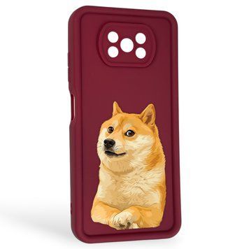 Чохол силіконовий Soft Touch з 3D принтом мему сібу для Xiaomi Poco X3 Pro бордовий (Повний захист камери) 0048245 фото