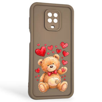Чохол силіконовий оригінальний Soft Touch з 3D принтом милий ведмедик для Xiaomi Redmi Note 9 Pro коричневий (Повний захист камери) 0043904 фото
