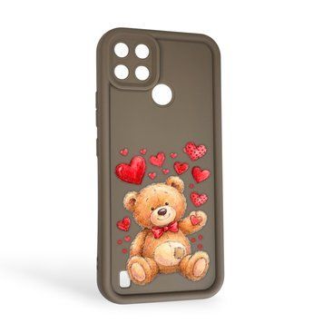 Чохол силіконовий Soft Touch з 3D принтом милий ведмедик для Realme C21Y коричневий (Повний захист камери) 0044771 фото