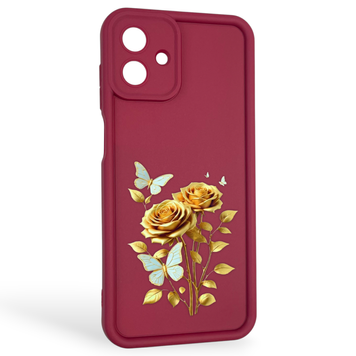 Чехол силиконовый Soft Touch с 3D принтом женским для Samsung Galaxy A07 4G (SM-A075F) бордовый (Полная защита камеры) 0042611 фото