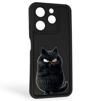 Чехол силиконовый Soft Touch с 3D принтом злой котик для TECNO Spark 10 Pro (KI7) черный (Полная защита камеры) 0047214 фото