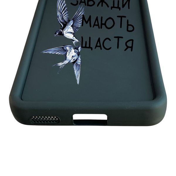 Чохол силіконовий Soft Touch з 3D принтом Сміливі завжди мають щастя для Oppo Reno 7 чорний (Повний захист камери) 0066939 фото