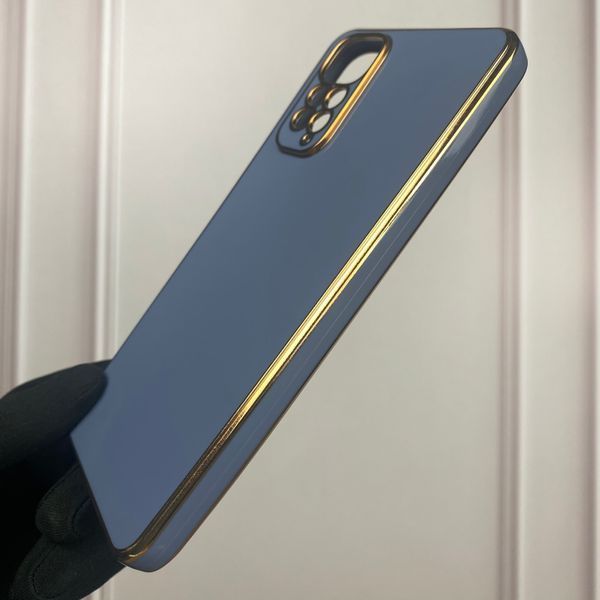 Чохол для Xiaomi Redmi Note 11 4G глянсовий із золотою окантовкою із захистом камери на сяомі редмі нот 11 4г синій 0000068 фото