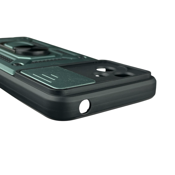 Чехол для Motorola G14 бронированный с кольцом со шторкой на моторола г14 зелёный rg1 0015633 фото