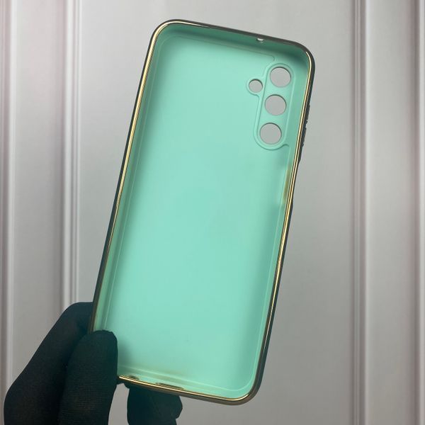 Чохол для Samsung Galaxy M14 5G SM-M146 глянсовий із золотою окантовкою із захистом камери на самсунг м14 бірюзовий 0000118 фото