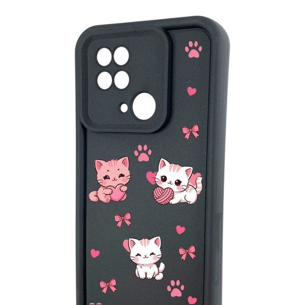 Чохол силіконовий Soft Touch з 3D принтом милі кошенята з лапками для Xiaomi POCO C40 Чорний (Повний захист камери) 0059615 фото