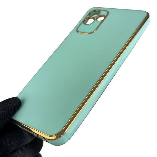 Чохол для Samsung Galaxy A04 SM-A045F глянсовий із золотою окантовкою захистом камери на самсунг а04 бірюзовий 0007916 фото