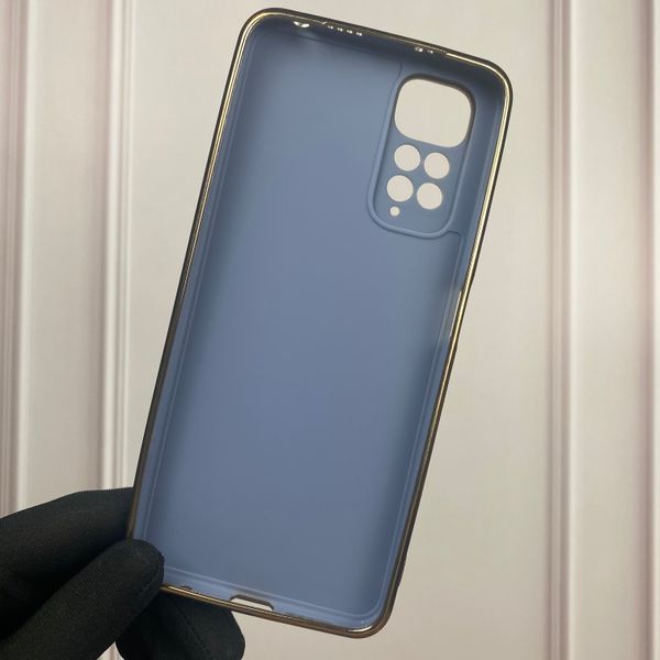 Чохол для Xiaomi Redmi Note 11 4G глянсовий із золотою окантовкою із захистом камери на сяомі редмі нот 11 4г синій 0000068 фото