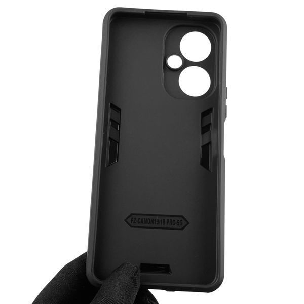 Чохол для телефона Tecno Camon 19 Pro (CI8n) броньований з магнітним кільцем-тримачем на техно камон 19 про чорний 0025742 фото