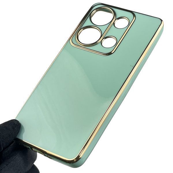 Чохол для Xiaomi POCO M6 Pro 4G жіночий із золотою окантовкою із захистом камери на сяомі поко м6 про 4г м'ятний 0012220 фото