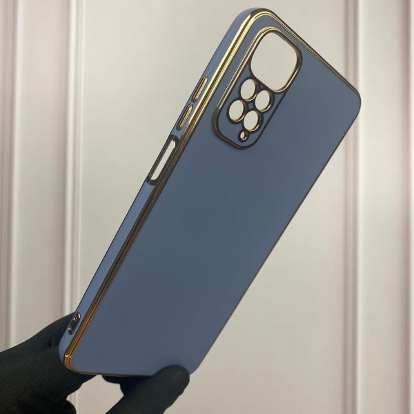 Чохол для Xiaomi Redmi Note 11 4G глянсовий із золотою окантовкою із захистом камери на сяомі редмі нот 11 4г синій 0000068 фото
