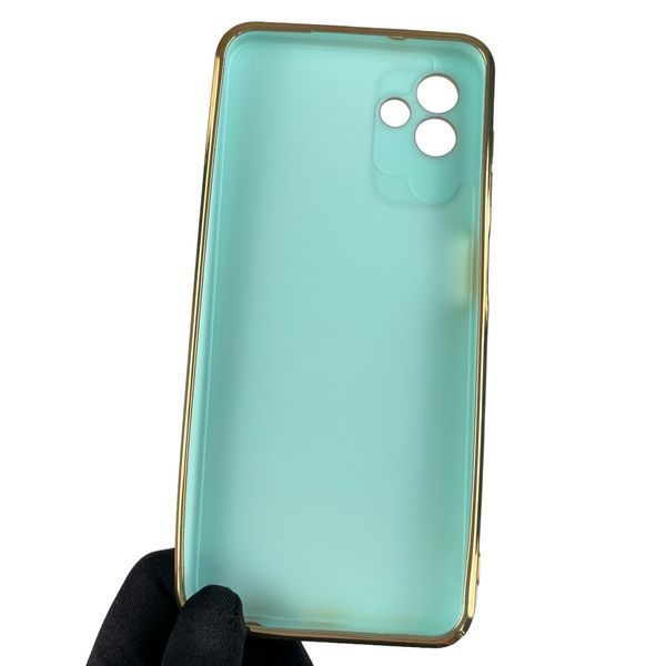 Чохол для Samsung Galaxy A04 SM-A045F глянсовий із золотою окантовкою захистом камери на самсунг а04 бірюзовий 0007916 фото