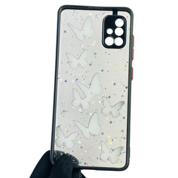 Чохол для Samsung Galaxy A51 (SM-A515F) з блискітками з метеликами на самсунг а51 чорний 0037657 фото