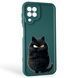 Чехол силиконовый оригинальный Soft Touch с 3D принтом злой котик для Samsung Galaxy M32 4G (SM-M325F) темно-зеленый (Полная защита камеры) 0046435 фото 1