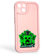 Чехол силиконовый Soft Touch с 3D принтом Майнкрафт для Apple iPhone 13 розовый (Полная защита камеры)