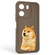 Чехол силиконовый оригинальный Soft Touch с 3D принтом мема сибу для Xiaomi Redmi 13C коричневый (Полная защита камеры) 0047773 фото