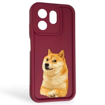 Чохол силіконовий Soft Touch з 3D принтом мему сібу для Infinix Smart 9 бордовий (Повний захист камери) 0048026 фото