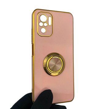 Чохол для Xiaomi POCO M5s з кільцем-підставкою із золотою окантовкою на сяомі поко м5с пудровий gs1 0021219 фото