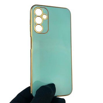 Чохол для Samsung Galaxy A14 4G (SM-A145F) глянцевий із захистом камери із золотою окантовкою на самсунг а14 4г бірюзовий gs1 0019696 фото