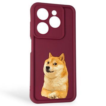 Чохол силіконовий Soft Touch з 3D принтом мему сібу для TECNO Spark Go 2024 (BG6) бордовий (Повний захист камери) 0048131 фото