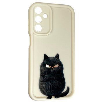 Чохол силіконовий оригінальний Soft Touch з 3D принтом злого кота для Samsung Galaxy A15 (SM-A155M) молочний (Повний захист камери) 0046386 фото