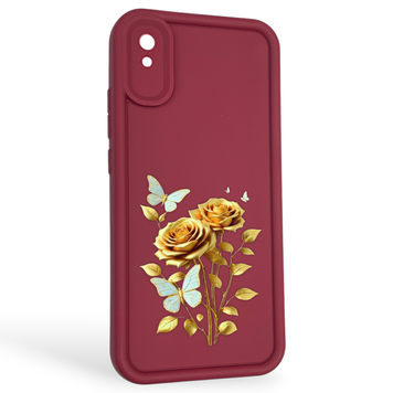 Чохол силіконовий Soft Touch з 3D принтом жіночим для Xiaomi Redmi 9A бордовий (Повний захист камери) 0042973 фото