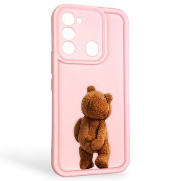 Чехол силиконовый оригинальный Soft Touch с 3D принтом смешного теда мишки для TECNO Spark Go 2022 (KG5m) розовый (Полная защита камеры) 0048759 фото