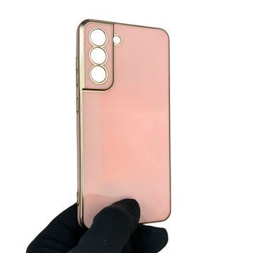 Чехол для Samsung Galaxy S21 FE SM-G990B с защитой камеры с золотой окантовкой на самсунг с21 фе пудровый gs1 0019811 фото