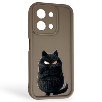 Чехол силиконовый Soft Touch с 3D принтом злой котик для Xiaomi Redmi 15C EU коричневый (Полная защита камеры) 0047050 фото