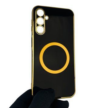 Чехол для Samsung Galaxy A24 SM-A245F с кольцом MagSafe с золотой окантовкой на самсунг а24 черный gs1 0022361 фото