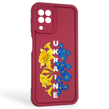 Чехол силиконовый Soft Touch с 3D принтом для Samsung Galaxy M22 4G (SM-M225F) бордовый (Полная защита камеры) 0041931 фото