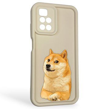 Чехол силиконовый оригинальный Soft Touch с 3D принтом мема сибу для Xiaomi Redmi 10 молочный (Полная защита камеры) 0047723 фото