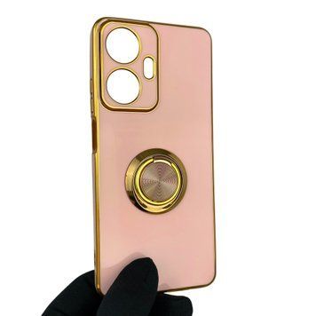 Чехол для Realme C55 с кольцом-подставкой с золотой окантовкой на реалми с55 пудровый gs1 0020525 фото