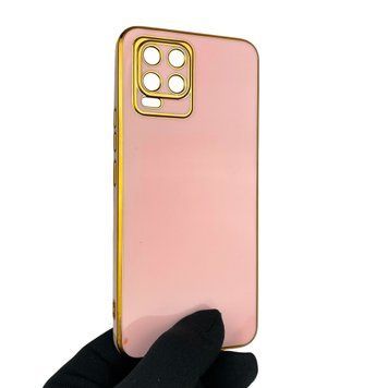 Чехол для Realme 8 Pro с защитой камеры с золотой окантовкой на реалми 8 про пудровый gs1 0020153 фото