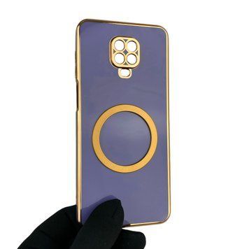 Чохол для Xiaomi Redmi Note 9S глянцевий з кільцем MagSafe із золотою окантовкою на сяомі редмі нот 9с синій gs1 0022688 фото