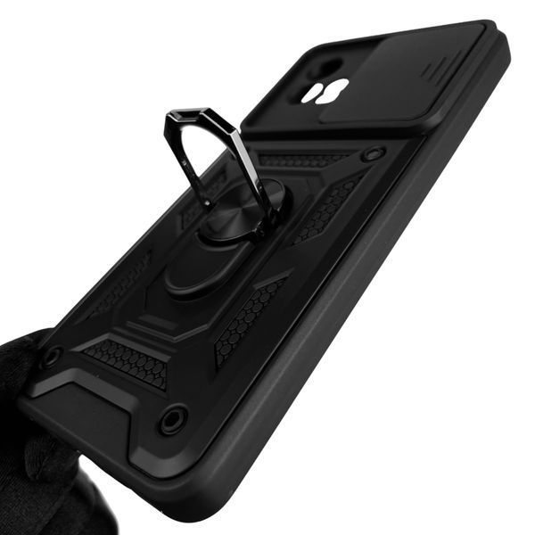 Чехол для Motorola G72 PAVG0004RS бронированный с кольцом со шторкой на камеру на моторола г72 чёрный 0001655 фото