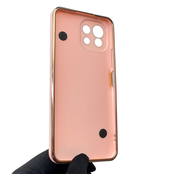 Чохол для телефона Xiaomi Mi 11 Lite 5G NE жіночій із ремінцем з прикрасами та золотою окантовкою на сяомі мі 11 лайт 5г пудровий gs1 0016348 фото