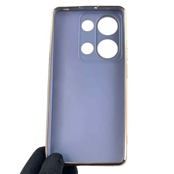 Чехол для Xiaomi POCO M6 Pro 4G женский с золотой окантовкой с защитой камеры на сяоми поко м6 про 4г синий 0012221 фото