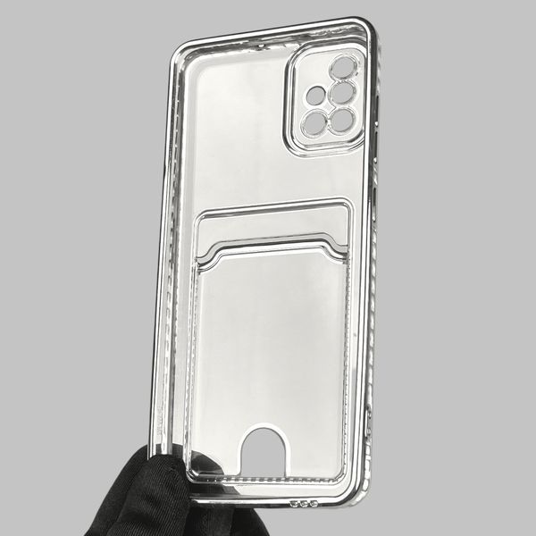 Чехол для Samsung Galaxy A51 (SM-A515F) с серебряной окантовкой с карманом для карт на самсунг а51 серебряный 0013092 фото