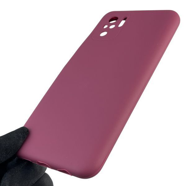 Чехол для Xiaomi Redmi Note 10S силиконовый с микрофиброй нескользящий на сяоми редми нот 10с бордовый 0032655 фото