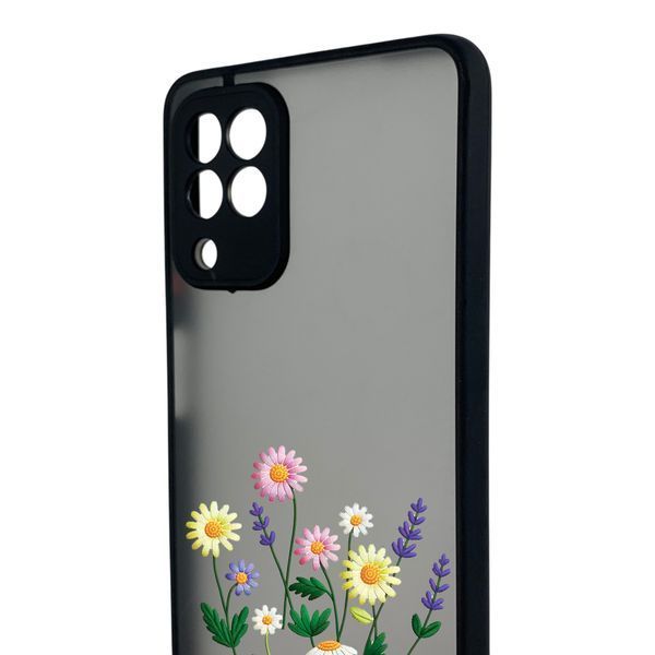 Чехол для телефона Samsung Galaxy M32 4G (SM-M325F) с 3D принтом полевые цветы с высокими бортами черный 0059287 фото