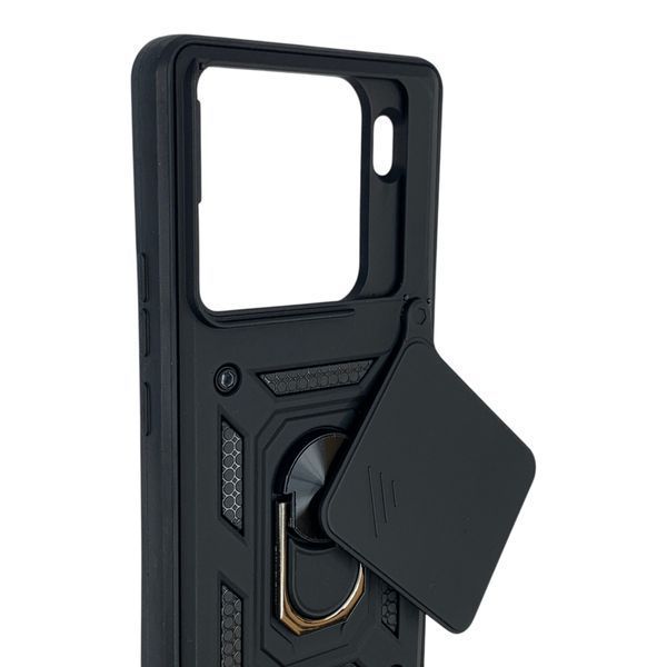 Чехол противоударный для Xiaomi 15 Pro с магнитной пластиной со шторкой на камере черный 0050789 фото