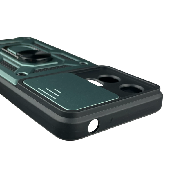 Чехол для Motorola G24 бронированный с кольцом со шторкой на моторола г24 зелёный rg1 0015641 фото