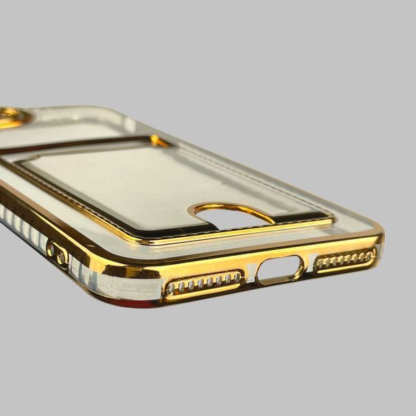Чохол для Apple iPhone 7 Plus із золотою окантовкою з кишенькою для карток на айфон 7 плюс золотий 0013041 фото