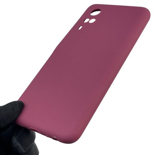 Чехол для Vivo Y31 силиконовый с микрофиброй нескользящий на виво у31 бордовый 0032365 фото