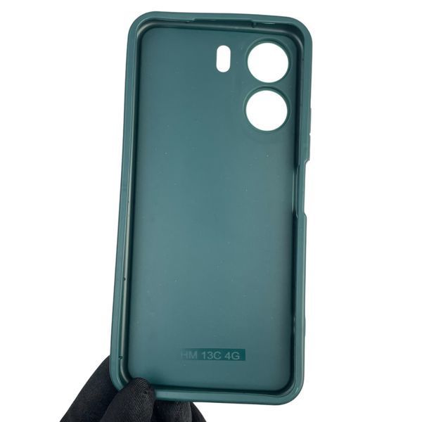 Чохол силіконовий оригінальний Soft Touch з 3D принтом злого кота для Xiaomi Poco C65 темно-зелений (Повний захист камери) 0046687 фото
